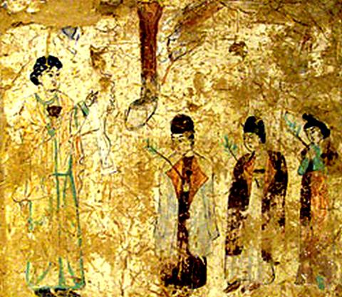 Вербное воскресенье. Фреска из несторианского храма в Гаочане (Китай) , VII&ndash;VIII века. Музей азиатского искусства Берлин-Далем.  