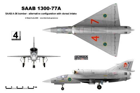 проект бомбардировщика Saab-36 &mdash; потенциального носителя шведского ядерного оружия