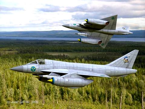 проект бомбардировщик SAAB 1418 &mdash; еще один потенциальный носитель шведского ядерного оружия